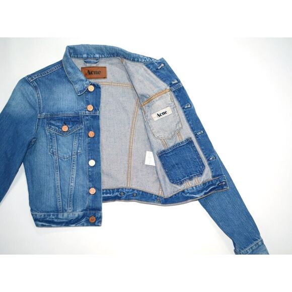 ACNE STUDIOS Sweden Vintage Milk Denim Jean Cropped Jacket SSENSE S XS $540 - Picture 7 of 8